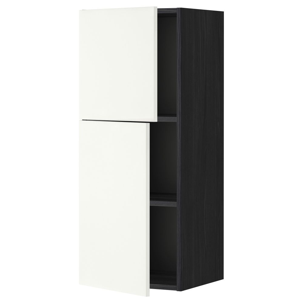 Навесной шкаф с полками, 2 дверцы МЕТОД, черный, Хэггеби белый - схема-чертеж с размерами