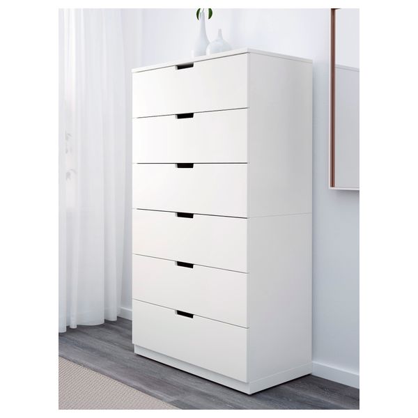 Комод с 6 ящиками НОРДЛИ, белый (80x143 см) - фото 2