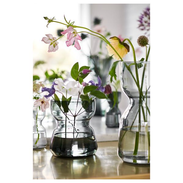 OMTÄNKSAM Ваза - светло-серый 18 см - фото 2