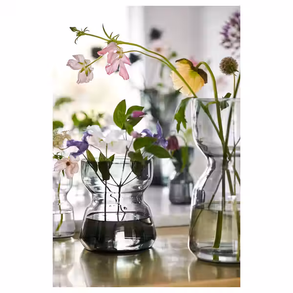 OMTÄNKSAM Ваза - светло-серый 18 см - фото 2