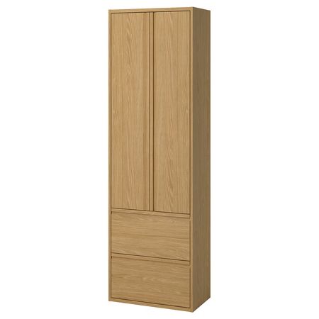 ÄNGSJÖN Высокий шкаф с дверцами/ящиками - под дуб 60x35x195 см
