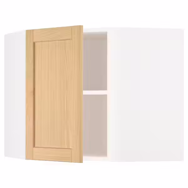 METOD Угловой навесной шкаф с полками - белый/Forsbacka дуб 68x60 см - фото 1