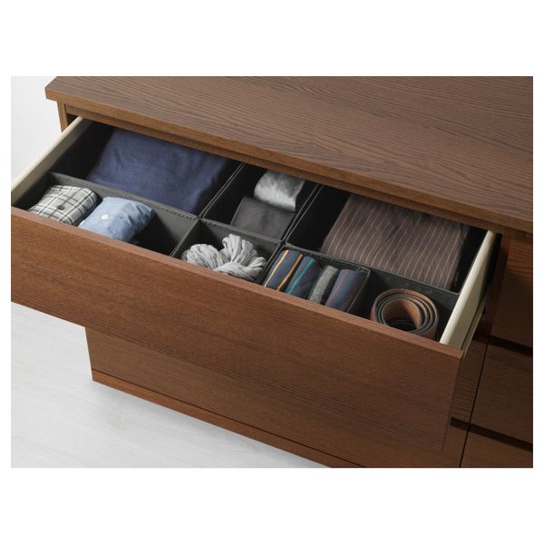 Комод с 6 ящиками, коричневая морилка ясеневый шпон 160x78 см IKEA MALM МАЛЬМ 204.035.81 - фото 3