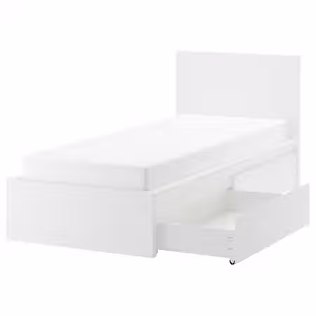 MALM Каркас кровати+2 кроватных ящика - белый/Lönset 90x200 см