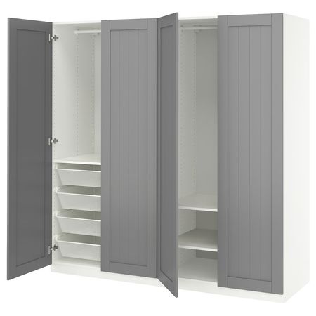 PAX / GULLABERG Гардероб, комбинация - белый/серый 200x60x201 см