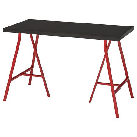 Стол, черно-коричневый/красный 120x60 см IKEA LINNMON ЛИННМОН / LERBERG ЛЕРБЕРГ 593.308.19