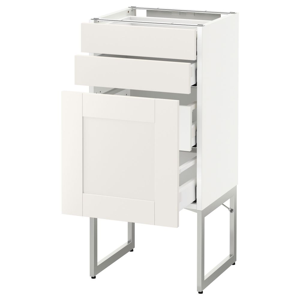 Напольный шкаф 3 фронтальных панели, 2 нижних, 2 средних ящика МЕТОД / МАКСИМЕРА, белый, Сэведаль белый - схема-чертеж с размерами