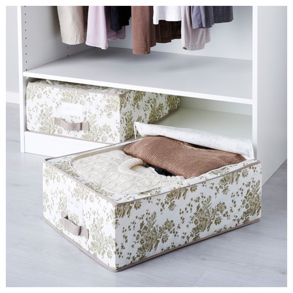 Сумка для хранения ГАРНИТУР, бежевый, белый цветок (44x55x19 см) - схема-чертеж с размерами