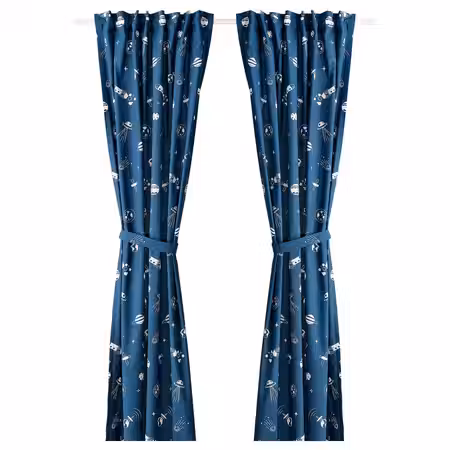 AFTONSPARV АФТОНСПАРВ Гардины с прихватом, 2 шт. - космос синий/белый 120x300 см