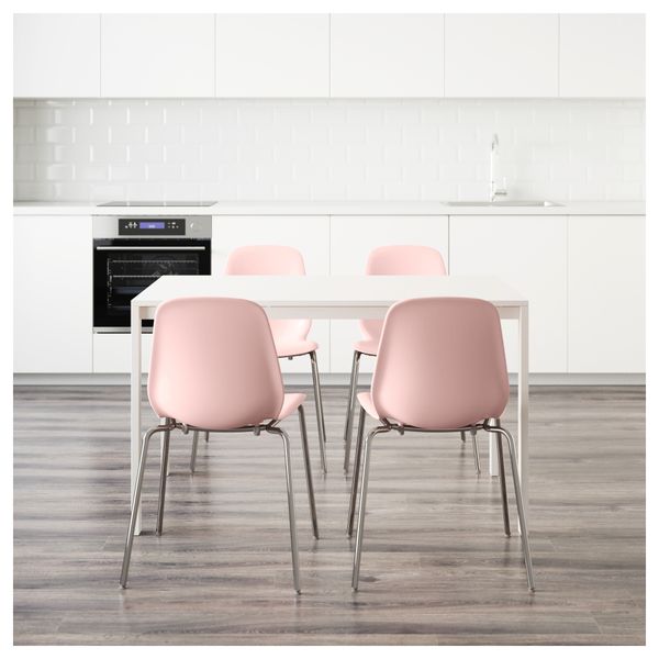 Стол и 4 стула МЕЛЬТОРП / ЛЕЙФ-АРНЕ, белый, розовый (125 см) - схема-чертеж с размерами