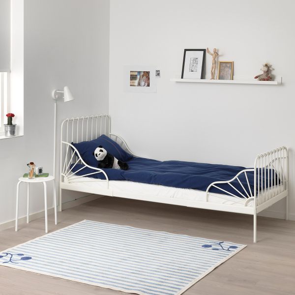 Раздвижная кровать с реечным дном, белый, 80x200 см IKEA МИННЕН 892.273.64 - схема-чертеж с размерами