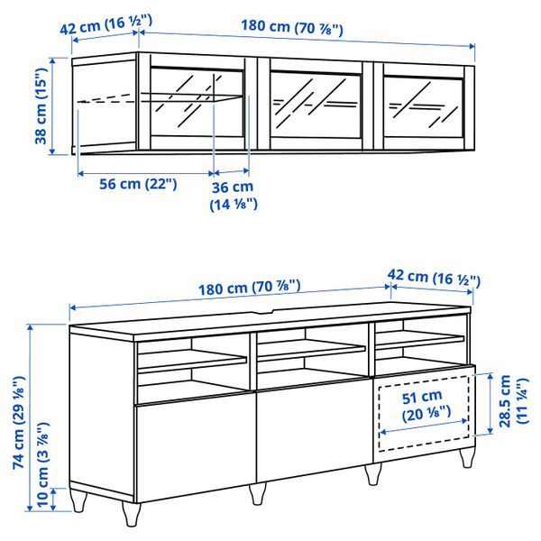IKEA в интерьере - схема-чертеж с размерами