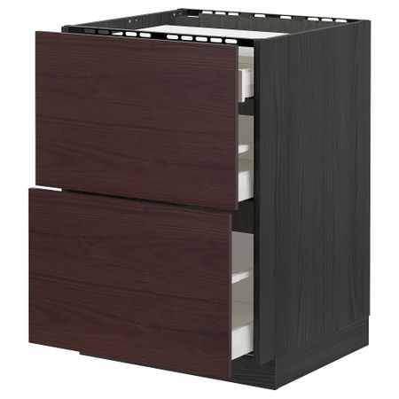 Напольный шкаф, 2 Фронтальная панель, 3 ящика, 60x60 cm IKEA METOD МЕТОД, MAXIMERA МАКСИМЕРА 393.343.33