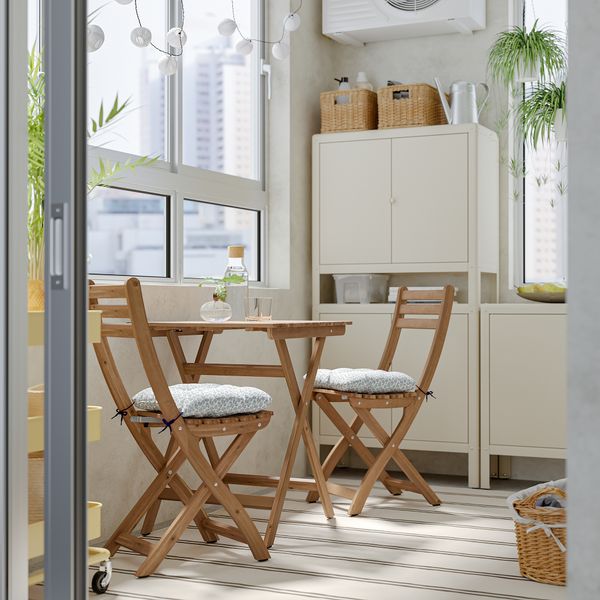 Стол + 2 складных стула для сада IKEA ASKSTOCKHOLM СТОКГОЛЬМMEN АСКХОЛЬМЕН 795.299.46 - схема-чертеж с размерами