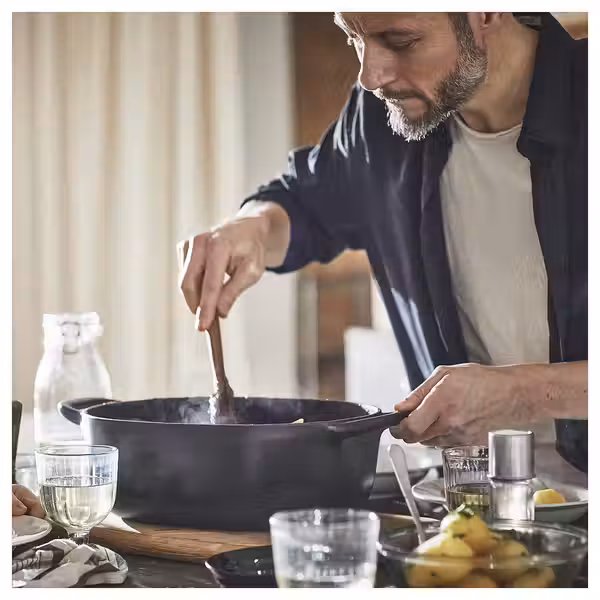 VARDAGEN Казан с крышкой - эмалированный чугун матовая поверхность/чёрный 6.5 л - фото 3