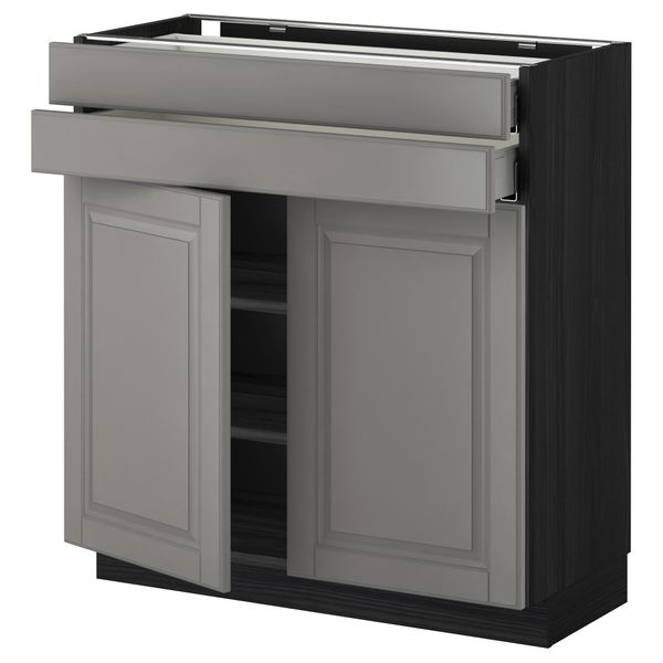 Напольный шкаф, 2 дверцы, 2 ящика МЕТОД / МАКСИМЕРА, черный, Будбин серый - фото 1
