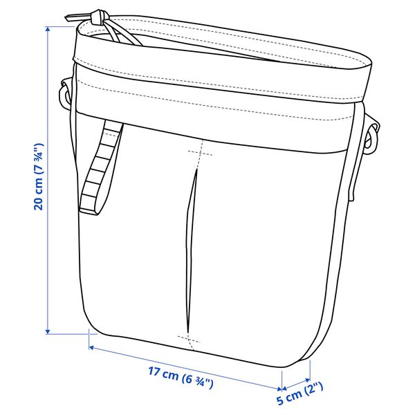 Сумка через плечо, 17x5x20 см/2 л, черный IKEA VÄRLDENS 004.879.11 - схема-чертеж с размерами