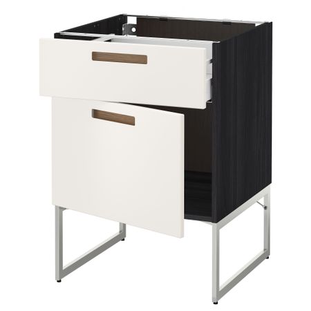 Напольный шкаф с ящиком, дверью МЕТОД / МАКСИМЕРА, черный, Мэрста белый
