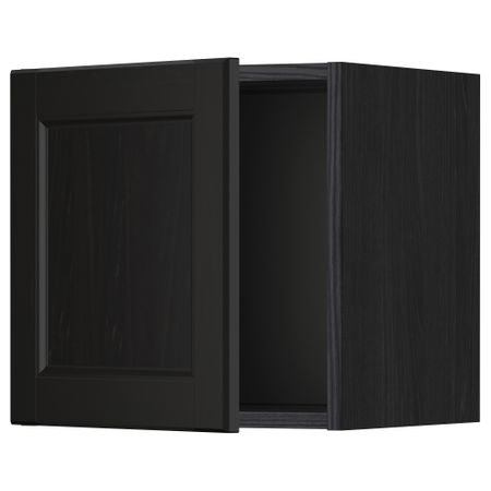 Навесной шкаф со стеклянной дверью МЕТОД, черный, Лаксарби черно-коричневый (40x40 см)