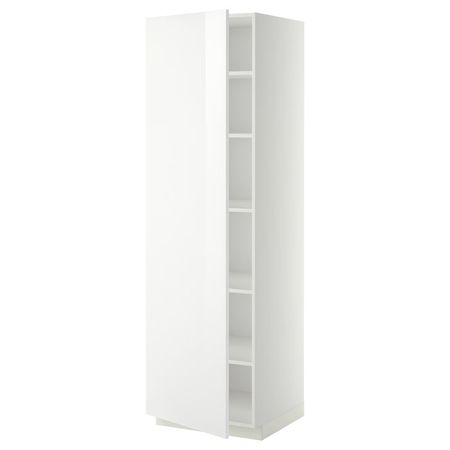 METOD Высокий шкаф с полками - белый/Ringhult белый 60x60x200 см