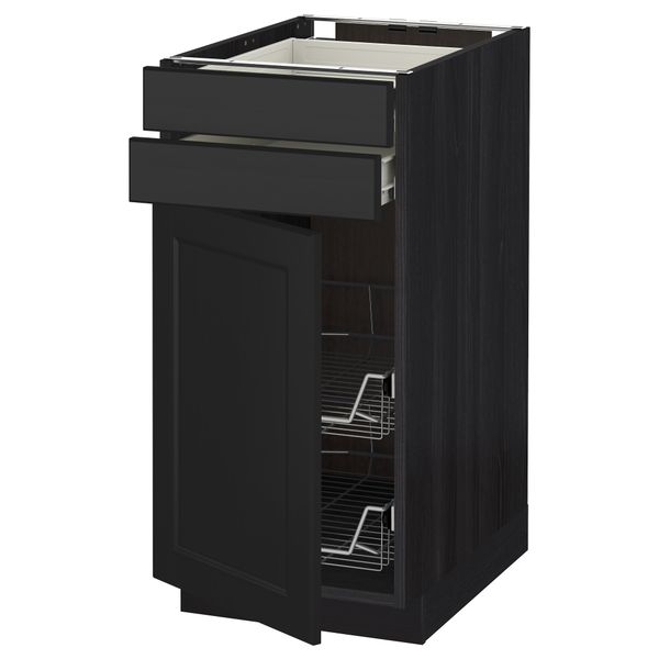 Напольный шкаф, дверца, 2 ящика, проволочных корзин МЕТОД / ФОРВАРА, черный, Лаксарби черно-коричневый - схема-чертеж с размерами