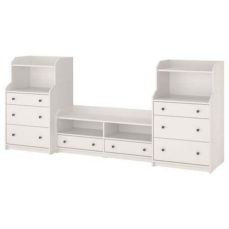 Комбинация для хранения/под ТВ, белый 277x46x116 см IKEA HAUGA ХАУГА 493.887.21