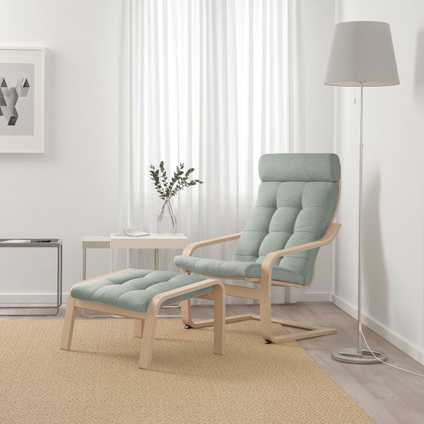 Кресло, дубовый шпон, беленый/Гуннаред светло-зеленый IKEA POÄNG ПОЭНГ 894.373.95 - фото 2