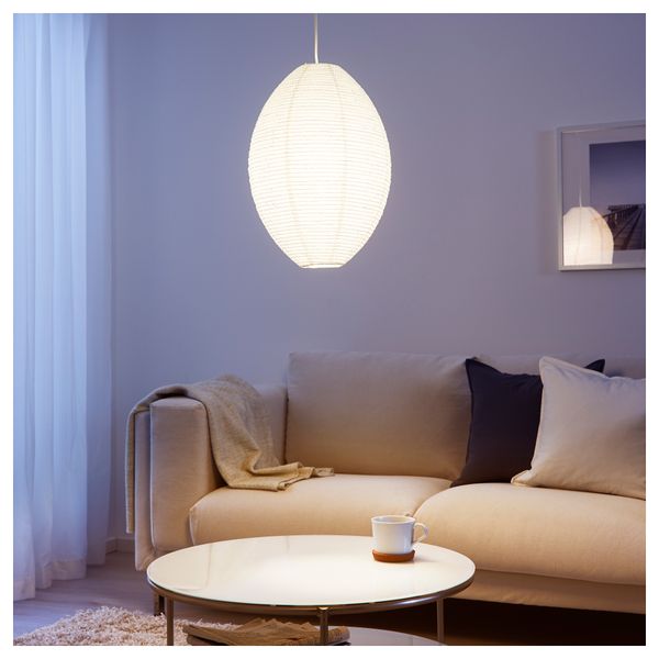 Абажур для подвесного светильника СОЛЛЕФТЕО, овал белый белый - схема-чертеж с размерами