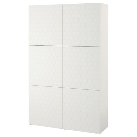 Комбинация для хранения с дверцами, белый/вассвикен белый 120x40x192 см IKEA БЕСТО 192.666.55