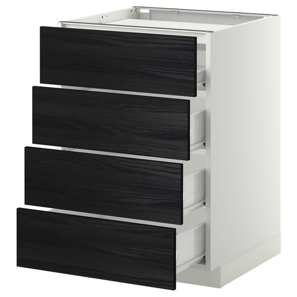 Напольный шкаф, 4 фронтальных панели, 4 ящика МЕТОД / ФОРВАРА, белый, Тингсрид черный - фото 1