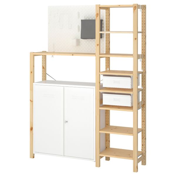 2 секции, полки/шкаф, сосна, белый 134x30x179 см IKEA ИВАР 592.762.33 - фото 2
