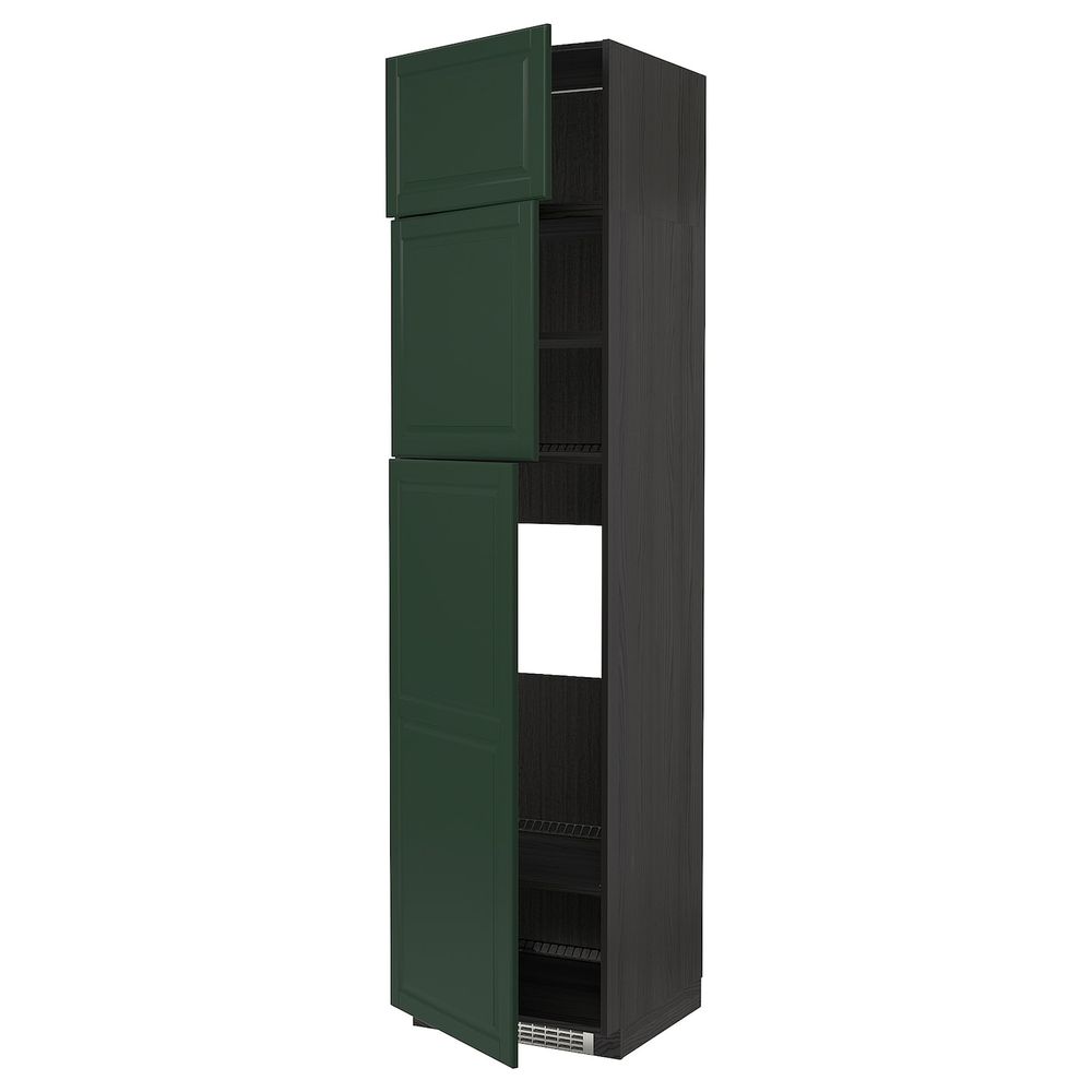 Высокий шкаф для холодильника/3дверцы, черный/Будбин темно-зеленый 60x60x240 см IKEA МЕТОД 593.133.58 - схема-чертеж с размерами