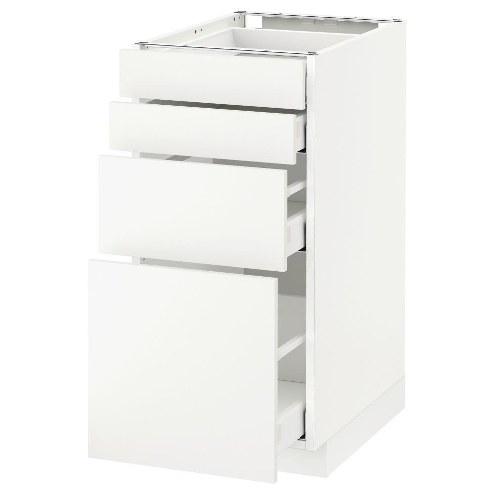 Напольный шкаф 4 фронтальных панели, 4 ящика МЕТОД / МАКСИМЕРА, белый, Хэггеби белый - схема-чертеж с размерами