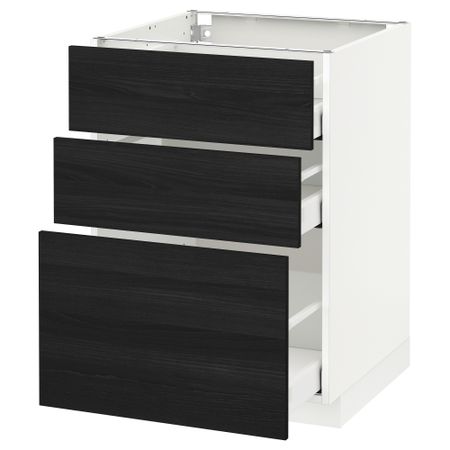 Напольный шкаф с 3 ящиками МЕТОД / МАКСИМЕРА, белый, Тингсрид черный