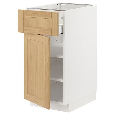 METOD / MAXIMERA Напольный шкаф с ящиком/дверцей - белый/Forsbacka дуб 40x60 см