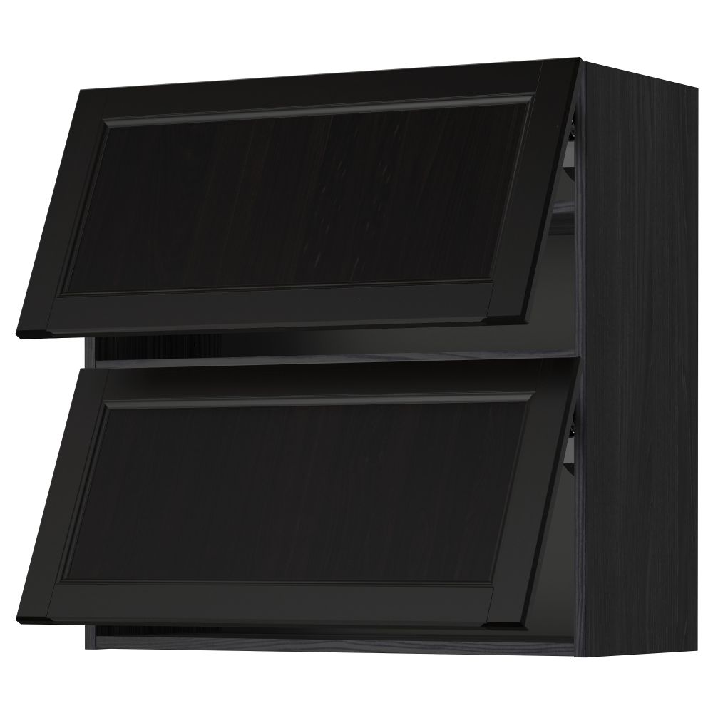 Навесной шкаф, 2 дверцы, горизонтальный МЕТОД, черный, Лаксарби черно-коричневый - схема-чертеж с размерами