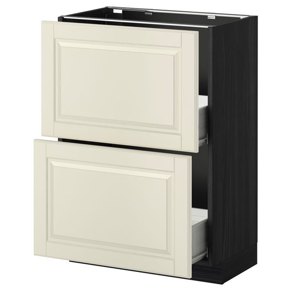 Напольный шкаф с 2 ящиками МЕТОД / ФОРВАРА, черный, Будбин белый с оттенком - схема-чертеж с размерами