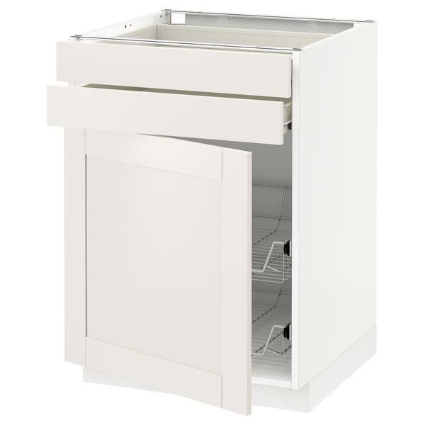 Напольный шкаф, дверца, 2 ящика, проволочных корзин МЕТОД / ФОРВАРА, белый, Сэведаль белый - схема-чертеж с размерами