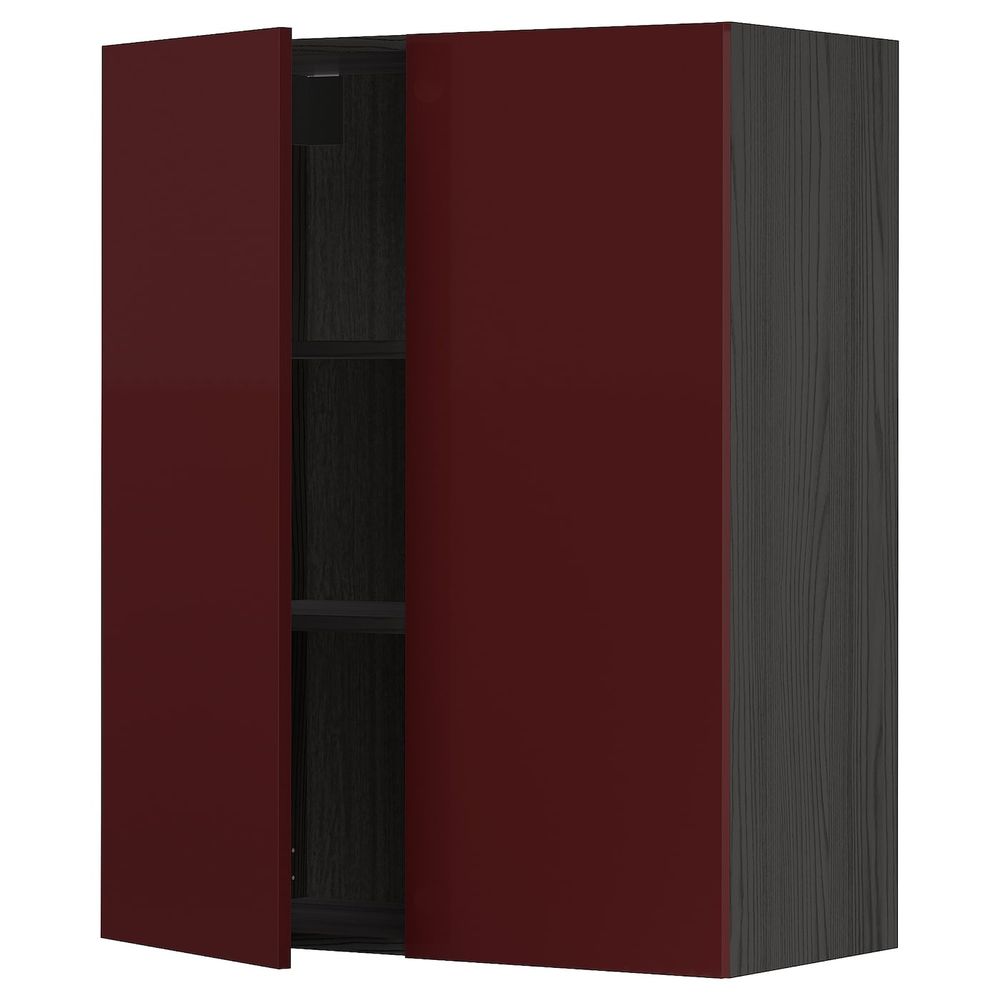 Навесной шкаф с полками/2дверцы, черный Калларп/глянцевый темный красно-коричневый 80x100 см IKEA МЕТОД 093.278.24 - схема-чертеж с размерами