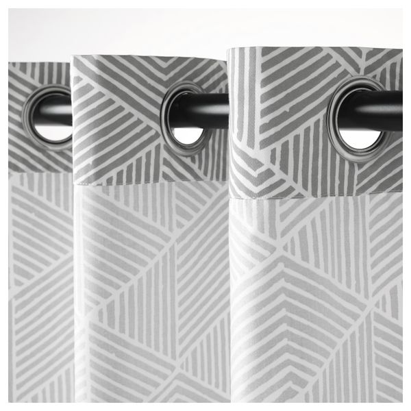 Гардины, 1 пара НИННЕРЁРТ, серый/белый (145x300 см) - фото 3