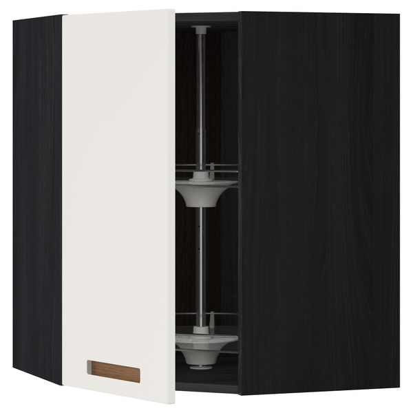 Угловой навесной шкаф с вращающейся секцией МЕТОД, черный, Мэрста белый - схема-чертеж с размерами