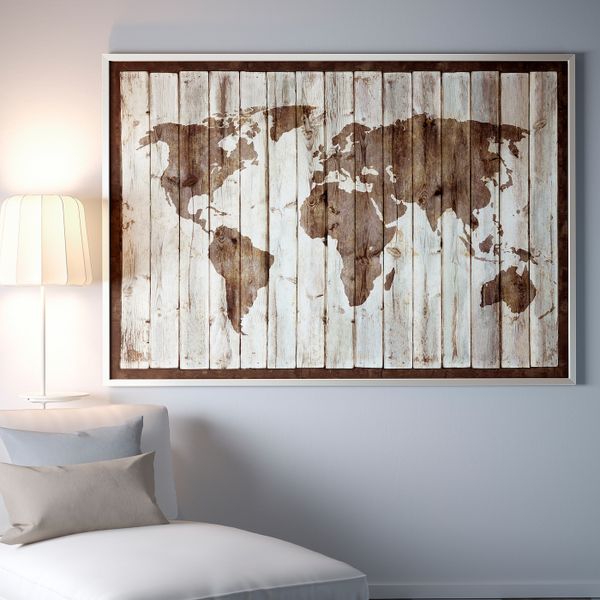 Картина с рамой, карта мира, цвет алюминия 200x140 см IKEA БЬЁРКСТА 192.072.70 - фото 2