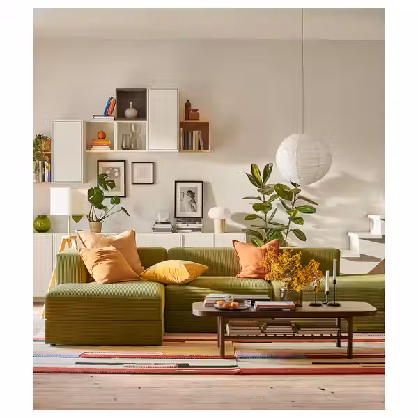 JÄTTEBO 3,5-местный модульный диван+козетка - самласа темный желто-зеленый - фото 3