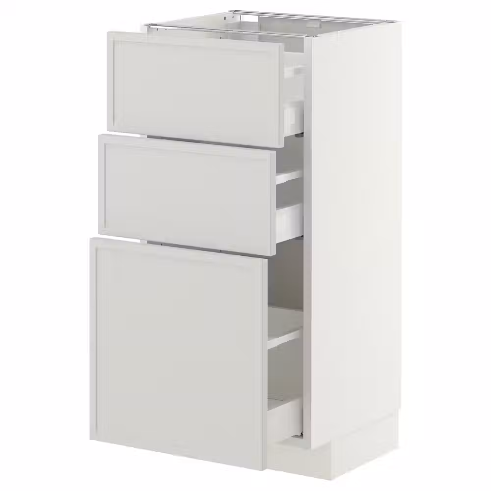 METOD / MAXIMERA Напольный шкаф с 3 ящиками - белый/Aspudden светло-серый 40x37 см - фото 1
