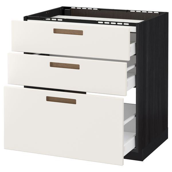 Напольный шкаф, 3 фронтальных панели, 3 ящика МЕТОД / МАКСИМЕРА, черный, Мэрста белый - схема-чертеж с размерами