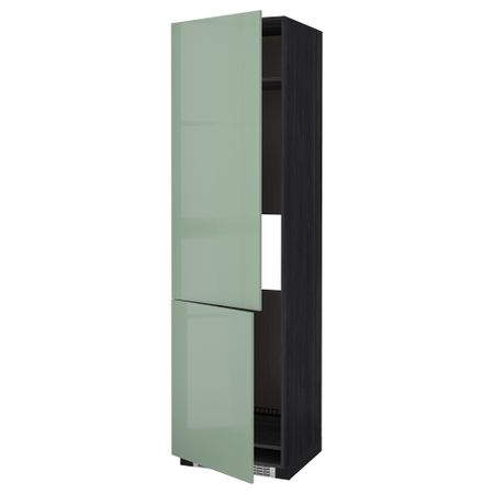 Высокий шкаф для холодильника/морозильника, 2 дверцы МЕТОД, черный, Калларп светло-зеленый (60x60x220 см)