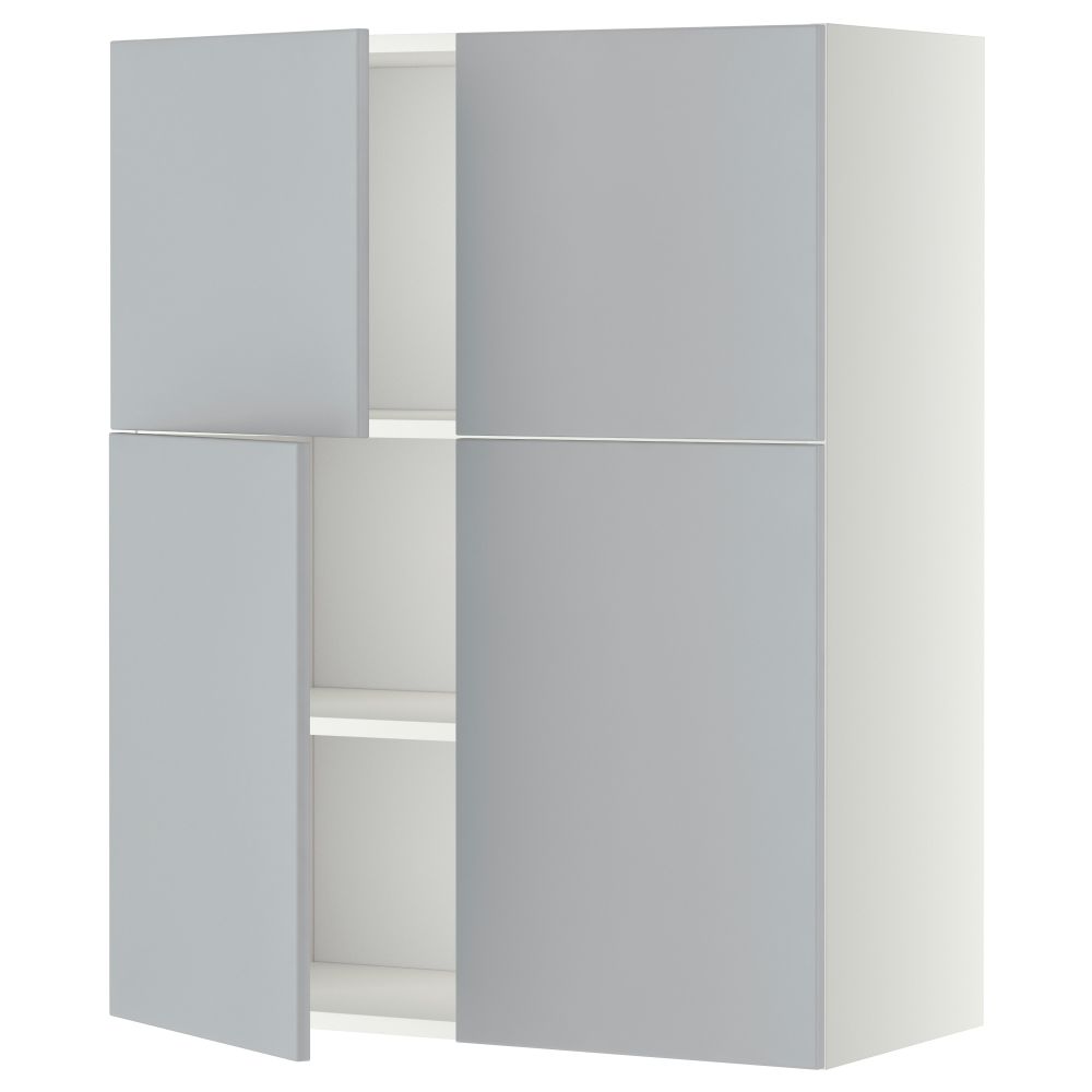 Навесной шкаф с полками, 4 дверцы МЕТОД, белый, Веддинге серый (80x100 см) - схема-чертеж с размерами