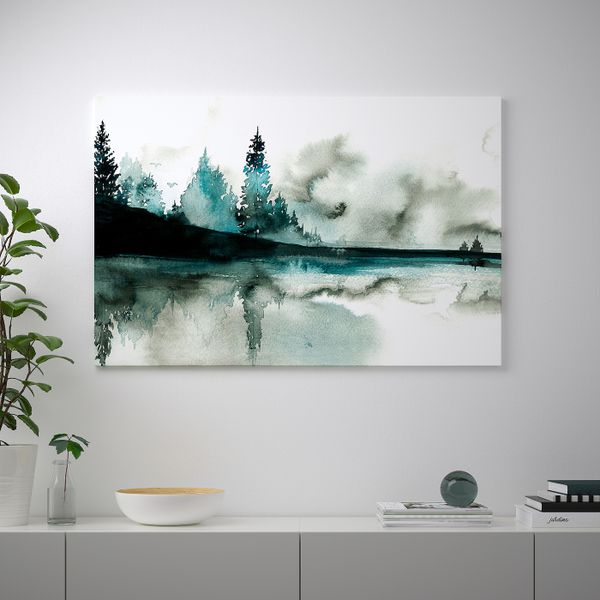 Картина с рамой, Акварель/цвет алюминия 78x118 см IKEA БЬЁРКСТА 292.984.82 - фото 3