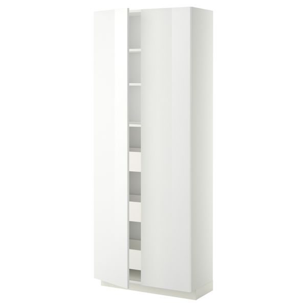 Высокий шкаф с ящиками, 2 дверцы МЕТОД / МАКСИМЕРА, белый, Рингульт белый (80x37x200 см) - фото 1