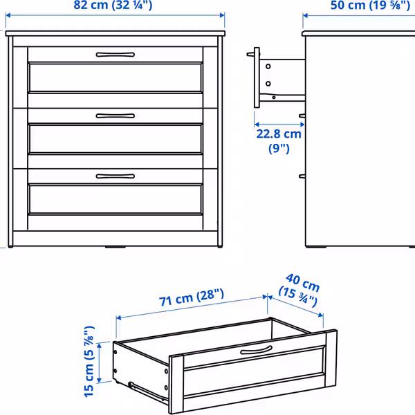 IKEA, дополнительный ракурс - схема-чертеж с размерами